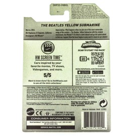 Hot Wheels - Vehículo fundido a presión a escala 1:64 de The Beatles Yellow Submarine de 2016