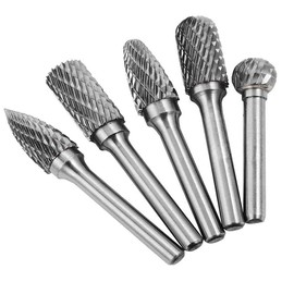 5pcs Rotary Point Burr Set Die Grinder Bit with 10 mm Shank and 6 mm, Carving Tool Tungsten Carbide Steel