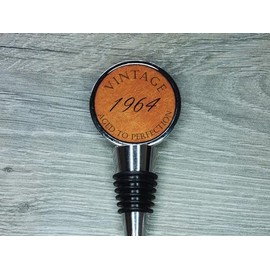 Vintage Aged to Perfection Bottle Stopper, Engraved Leather Funny Birthday Gift (60th Birthday)