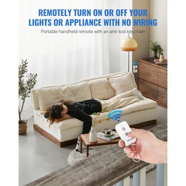 Remote Control Outlet Plug, WILAWELS Wireless Remote On Off Switch for Outlet, Remote Light Switch for Lamp, Light, Programmable, 100ft RF Range, 15A/1875W, Battery Included, FCC Listed W11RC1106