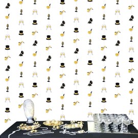 Wonmelody Roaring 20s Party Decorations 8pcs Roaring 20s Garland Banner Vintage 1920s Party Decorations Black Gold 1920s Hanging Streamers Retro Jazz Music Hanging Decor Birthday Wedding