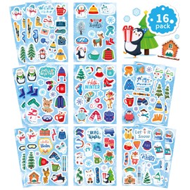 Winter Stickers for Kids - 282 PCS Winter Holiday Stickers Party Favors for Kids - Hello Winter Snowflake Stickers Decor with Christmas Tree Snowman Penguin, Decorated Window Envelopes Crafts Bottles