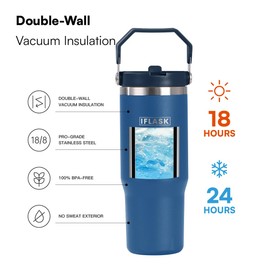 IFLASK 30oz Spirit Tumbler | 100% Leak Proof | Stainless Steel | Double Wall Vacuum Insulated Tumbler | BPA and Sweat free | Hot & Cold | Travel Sports Outdoor School Camping (Aegean)