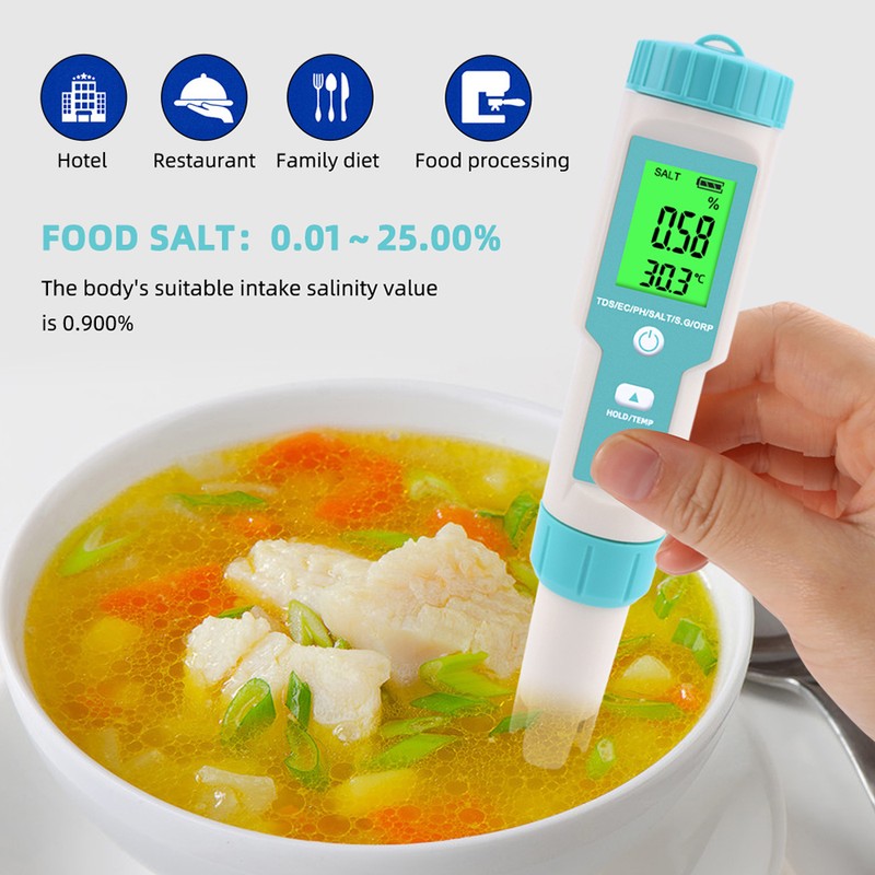 7 in 1 PH/TDS/EC/ORP/S.G/Salinity/Temperature Multi-Parameter Pocket Water Quality Tester with