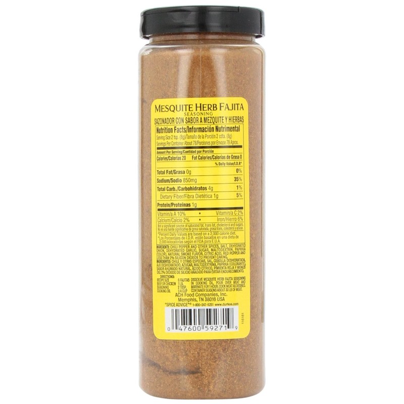Durkee Mesquite Seasoning, Herb and Fajita, 22-Ounce