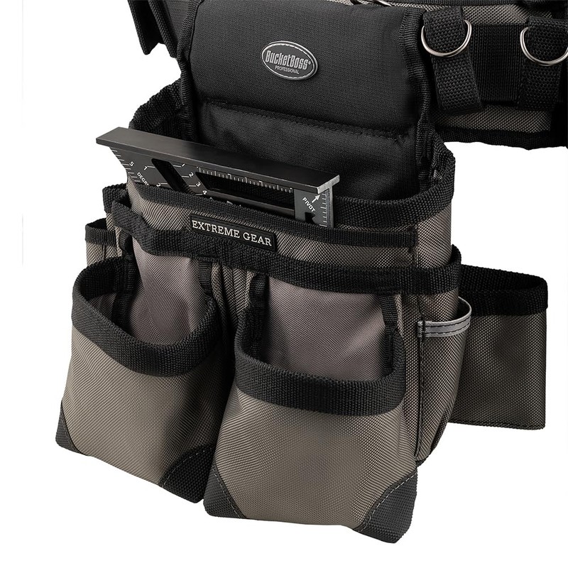 Bucket Boss Mullet Buster 3 Bag Tool Belt with Suspenders