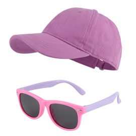MK MATT KEELY Baseball Cap Boys Girls Sunglasses Children 3-10 Years Set of 2 Cotton Snapback Cap Summer Sun Protection Accessories, purple