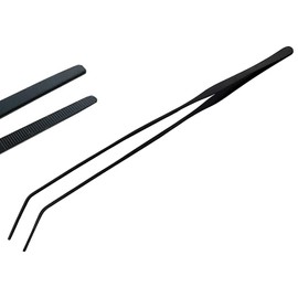 AAProTools Fish Aquarium Cleaner Stainless Steel Aquarium Curved Tweezer Black Coated 15" Long Instruments