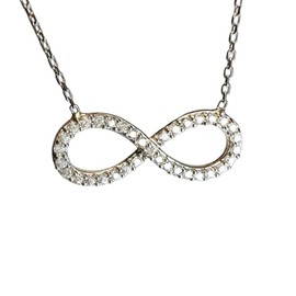 apop nyc "Infinite Sparkle Silver Infinity Necklace with Stones 16-18 inch