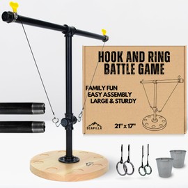 dcapilla Hook and Ring Battle Game - Large 21x17 Ring Swing Hook Game Set for All Ages - Table Top Ring Hook Game Includes Scoring Ladder and Shot Glasses