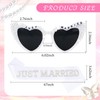 CIEHER Just Married Pearl Bride Sash and Bride Heart Shaped