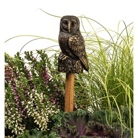 Cane Companions Decorative Barn Owl Stake Topper - Handmade Flower Pot Garden Ornament - Outdoor Figurine