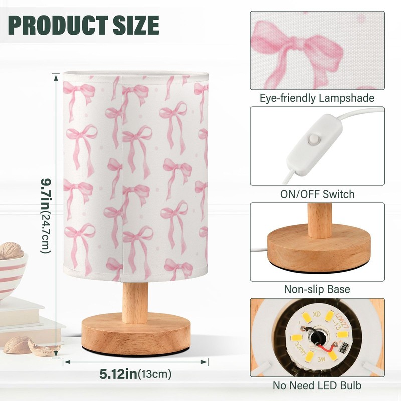 Aslsiy Coquette Ribbon on White Bedside Table Lamp Lovely Bow