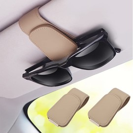 SAMGCHI Paquete de 2 Soportes para anteojos de Sol para Visera de Coche, Clip magnético para Colgar anteojos para Visera de Coche, Accesorios de Visera Interior de Coche (Beige)