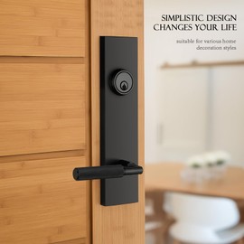 SNBTLA Matte Black Front Door Handle with Knurled Grip – Durable Entry Lock Set with Deadbolt, Exterior Lever & 3 Keys, Fits Left & Right Hand Doors (Keyed Handleset, Matte Black)