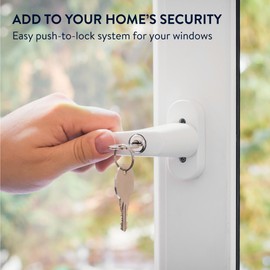 kwmobile Window Handle Lockable - Window Lock with Button and Key - Window Lock - Window Child Lock - Safety Window Handle - Pack of 2 - White