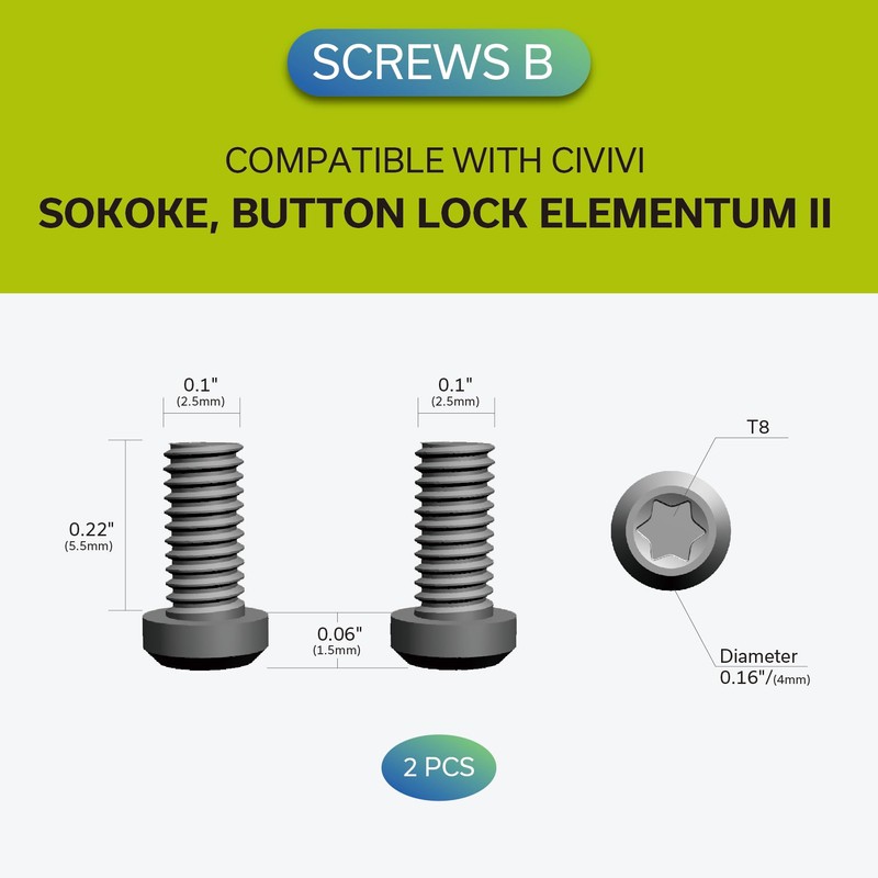 CIVIVI Titanium Pocket Clip with 2 Pairs Titanium Screws for