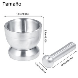 Juegos de Mortero y Mano, Trituradora de Pastillas, Acero Inoxidable Molinillo de Especias Trituradora de Ajo Tazón de Hierbas