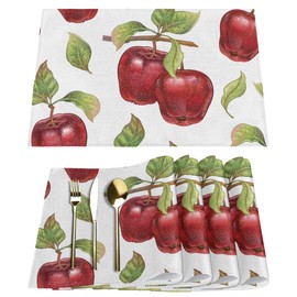 Summer Apples Placemats Set of 6 Washable Kitchen Dining Table Mats 12 x 18 Inch Modern Cloth Place Mats Non-Slip Heat Resistant Placemats for Home Farmhouse Kitchen Dinner Party Decor