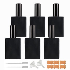 BEGIKET 6 Pack 1.7 oz Black Square Glass Perfume Spray Bottle, 50ml /1.7 oz Fine Mist Atomizer Spray Bottles Refillable, for Perfume, Essential Oil and Liqui (Matte Black, 50ml)