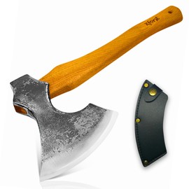 Xforst X-WIC Viking Axe Hatchet Made of Hickory Handle Including Leather Sheath Made of Real Black Leather