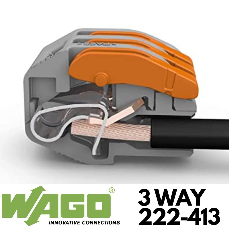 WAGO 222-413 3 Ladder Terminal Block with Lever, 4 mm