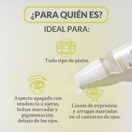 Crema para Contorno de Ojos Con Cafena, cido Hialurnico y Centella Asitica Reduce Ojeras, Bolsas y Lneas de Expresin Frmula Antiarrugas con Extractos Botnicos para Todo tipo de Pieles Biune. 15 ml