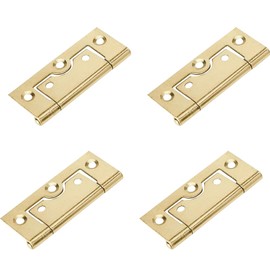 4 Pcs Brass Flush Door Hinges 75mm (3 inch) Heavy Duty Non-Mortise No Noise Bifold Door Hinges for Internal External Doors Cupboard Cabinets