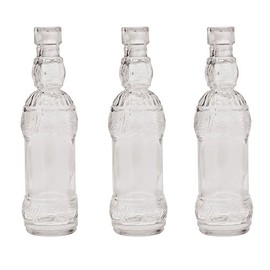 Luna Bazaar Small Vintage Glass Bottle (7-Inch, Ms. B Design, Clear) - Flower Bud Vase - for Home Decor and Wedding Centerpieces