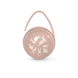 Suavinex, Portaciuccio per bebè, per trasportare 2 ciucci separati, con manico per appenderlo alla borsa, al passeggino, alla culla, scatola portaciuccio, custodia per ciucci, Wonder Coniglietti rosa