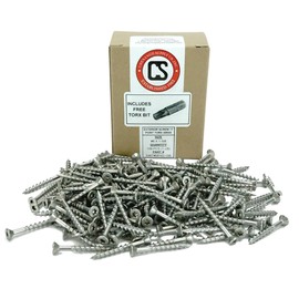 Chenango Supply 5 LB 305 Stainless Torx Deck Screw #8 x 1-5/8 Flat Head w/Nibs, Type 17 Point, Bit Included (#8x1-5/8" 795 PCS)