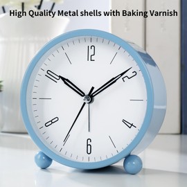 CYMNER modern minimalist metal table clock, an alarm clock with a night light, a high-precision quartz movement, and an analog clock