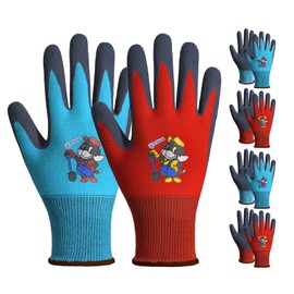 KAYGO KGKID100 4 Pairs of Children's Gardening Gloves 3-9 Years, Gift Box, Children's Work Gloves with Latex Sandy Coating, Children's Protective Gloves for Garden and Housework, KGKID100 (3XS (Years