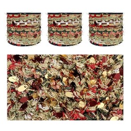 CHENURORA Artisanal Yarn Collection Multifiber Fancy Yarn with Sequins & Shimmering Threads for Knitting Crocheting Crafts DIY, Set of 3 Rolls (Christmas Red & Gold)