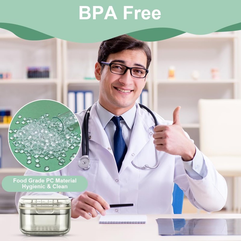 ACWOO Denture Box with Strainer, Portable Container for False Teeth,