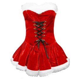 bslingerie Red Santa Mrs. Claus Women Full Costume Outfit (M, Red)