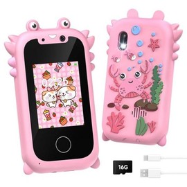 Kids Toy Phone ‚Äì Interactive Learning & Pretend PlayÔºå Dual Camera smart Phone ToyÔºå16GB SD Card educational toysÔºåeducational funÔºåtravel toyÔºåKids Smart Phone for Girls Toys Age 3-10:_Pink