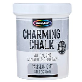 Charming Chalk All-In-One Furniture & Décor Paint - 8oz Parisian Grey, Ultra Matte Chalk Finish Paint, Ideal For All Techniques Including Distressing, No Prep Needed, Made In USA