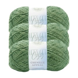 (3 Pack) Lion Brand Yarn Chenille Appeal Yarn, Loden Green