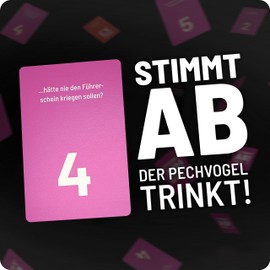 Vote! For Whom – Start the Rumour Mill, Party Card Game with 100 Playing Cards, for Adults, for any Party, e.g. Tenants’ Party, Bachelor or Hen Party, New Year's Eve (German Version)