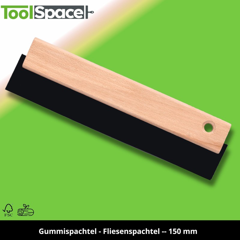 ToolSpace Rubber Spatula 250 mm Tile Spatula Joint Rubber Wooden