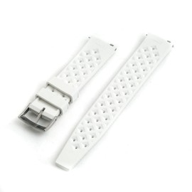 StrapHabit Quick Release Tropical Style FKM Rubber Watch Strap Band 18mm, 19mm, 20mm, 21mm, 22mm (White, 20mm)