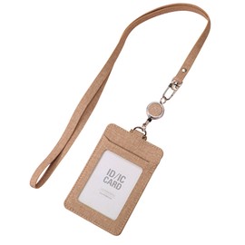 Miskely Pass Case, Women's, Commuter Pass Case, Men's, Elastic Reel Included, ID Case, Employee ID Case, IC Card Case, Double-Sided, For Work or School Commutes, Khaki