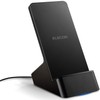Elecom W-QS06BK Wireless Charger, Qi Compatible, Stand-Type, Tabletop, Galaxy 10W
