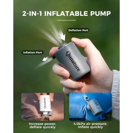 Qunature Air Pump Mattress Inflator 2-in-1 Inflatable Deflatable Inflator for Outdoor Camping Portable Air Pump Electric for Hiking Mountaineering and Camping