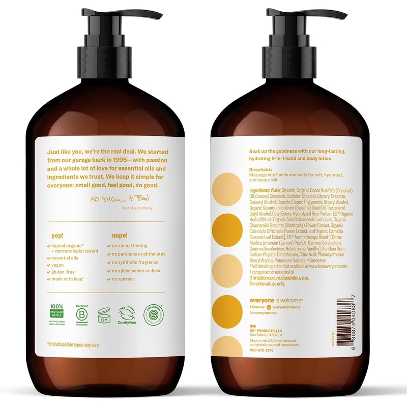 EO Everyone Lotion, Coconut plus Lemon, 32 Fl Oz