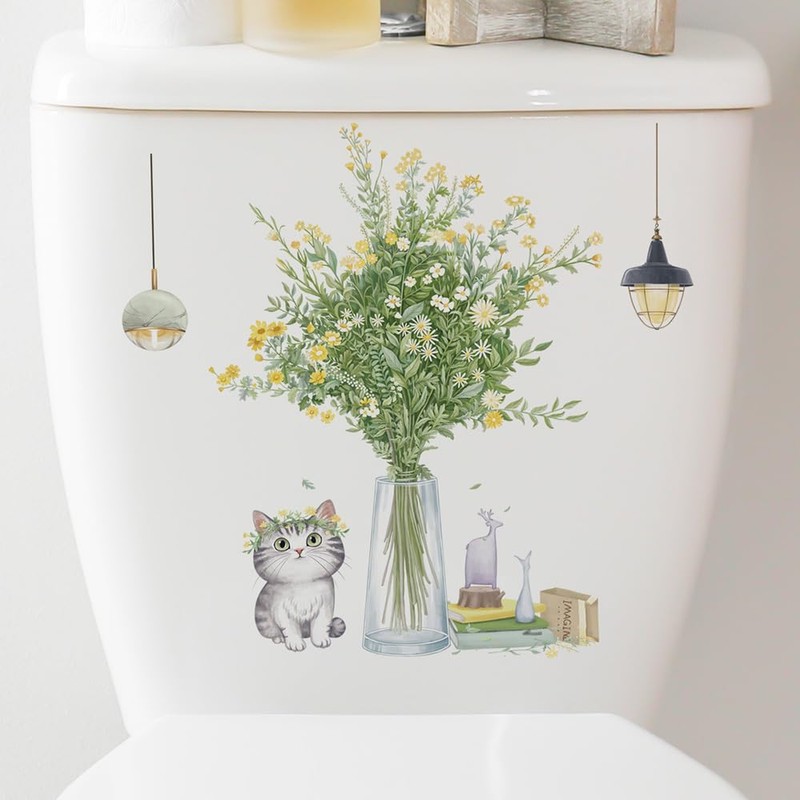 Fujitoya Toilet Wall Decor Cat Plant Scandinavian Wall Decor DIY