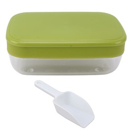 Reusable Flexible Ice Cube Maker Mold Easy Release Round Ice Cube Tray with Lid Bin Multi Layered Green