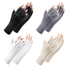 4 Pairs Sun Protection UV Gloves for Women Fingerless Gloves Non Slip Gloves for Gel Nail Lamp UV Driving Gloves for Women Summer UV Protection Gloves Sun Protection Gloves Men for Cycling Running