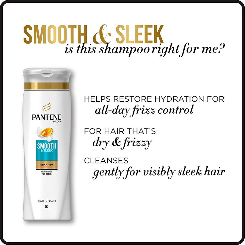 Pantene Pro-V Smooth Shampoo 12.60 oz (Pack of 9)